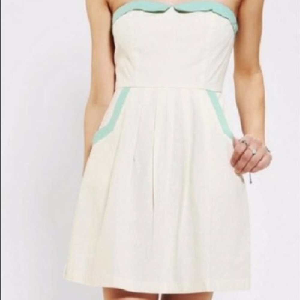 Urban Outfitters COPE Linen Strapless Dress